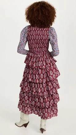 Outlet 🔔 Alix Of Bohemia Shelby Mulberry Ruffle 👗 Dress Burgundy 🔥 -BAUM UND PFERDGARTEN SHOP abohe3011410701 1665174640114 2 0. UX540 . QL90