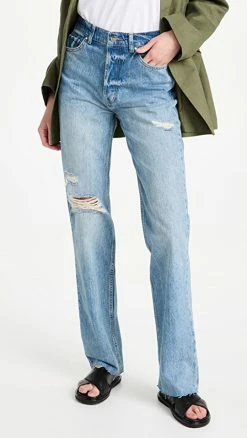 Hot Sale ๐ ANINE BING Destructed Lake Indigo Olsen ๐ Jeans Vintage Blue ๐ฅฐ