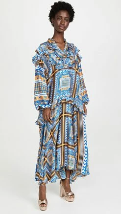 Brand new 🧨 ANYANGO MPINGA Lia Maxi 👗 Dress Yellow/Blue 🛒