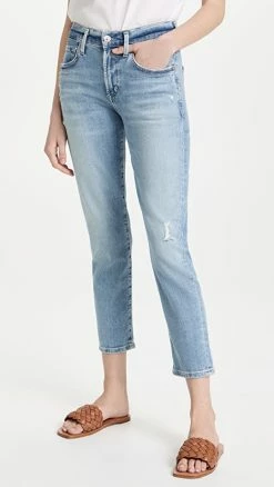 Best Sale ✔️ Citizens Of Humanity Ella Mid Rise Slim Crop 👖 Jeans Carmine ⭐