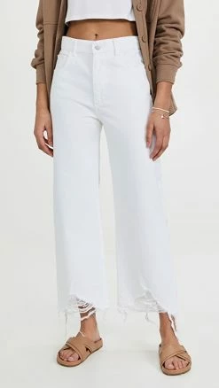 Discount ๐ DL1961 Hepburn Wide Leg High Rise ๐ Jeans White Distressed ๐
