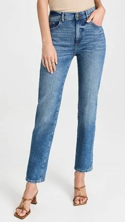 Best deal โ๏ธ DL1961 Patti Straight: High Rise Vintage Ankle ๐ Jeans Oasis Cuffed (Vintage) ๐