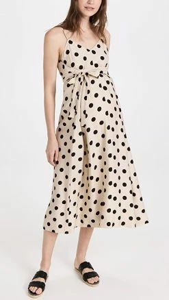 Brand new ⌛ HATCH The Tori Wrap 👗 Dress Taupe/Black Polka Dot 🎁