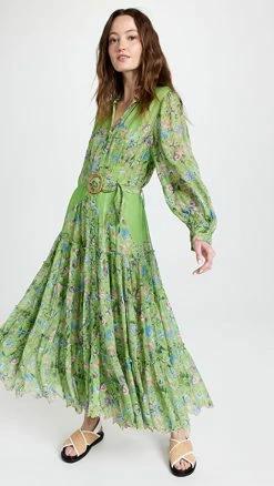 Coupon 🧨 Hemant And Nandita Rhea Midi 👗 Dress Pear Green 🔔