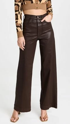 New 🛒 Joe's 👖 Jeans The Mia 🧥 Coated Wide Leg Dark Cocoa Bean 🔔