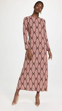 Hot Sale 🎁 La Double J Long Sleeve Swing 👗 Dress Tapestry 😀