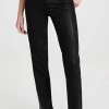 Wholesale 🤩 Le Jean Sabine Straight Leg Pants Black 🧥 Coated 😉