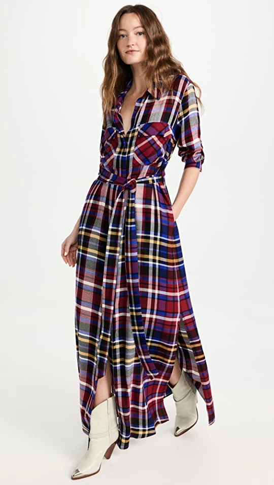 Best Sale โค๏ธ L'AGENCE Cameron Long ๐ Shirt ๐ Dress Multi Scarf Plaid ๐ 3 Best Sale โค๏ธ L'AGENCE Cameron Long ๐ Shirt ๐ Dress Multi Scarf Plaid ๐