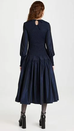 Flash Sale 🔔 Molly Goddard Shirred Taffeta Long Sleeve Midi 👗 Dress Navy ⭐ -BAUM UND PFERDGARTEN SHOP mgodd300031d6a1 1661442057069 2 0. UX540 . QL90