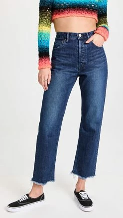 Best Sale 🤩 MOUSSY VINTAGE Capac Wide Straight Cropped 👖 Jeans Blue 😍