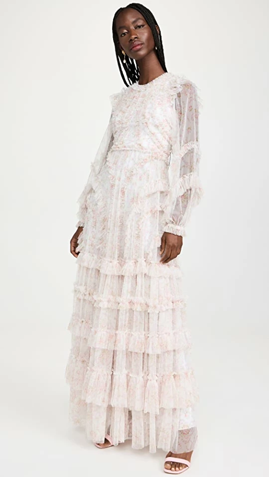 New โ Needle & Thread Vintage Ditsy Ruffle Gown Moonshine ๐ 3 New โ Needle & Thread Vintage Ditsy Ruffle Gown Moonshine ๐