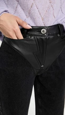 Best Sale 🧨 PushBUTTON Black Leather Panty Line Straight Denim 👖 Jeans 😀 -BAUM UND PFERDGARTEN SHOP pushb301931cd2d 1667400917787 2 0. UX540 . QL90