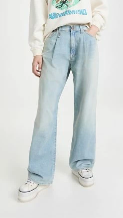New ๐คฉ R13 Damon Pleated Wide Leg ๐ Jeans Lennon Blue ๐