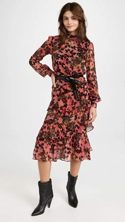 Buy 🎁 Saloni Isa Ruffle 👗 Dress Laurel 🌟