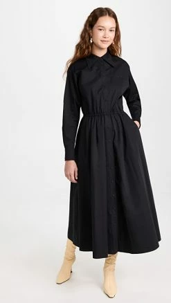 Top 10 ❤️ Tory Burch Cotton Poplin Eleanor 👗 Dress Black 🔔