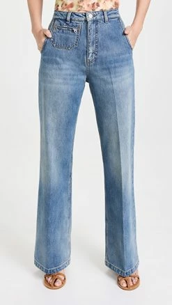 Discount ✨ Victoria Beckham Faye 👖 Jeans Grey-Blue Wash 🧨